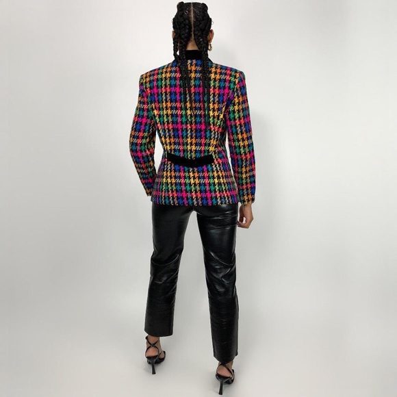 ❌SOLD❌ Vintage 90’s Rainbow Houndstooth Blazer - Picture 4 of 5